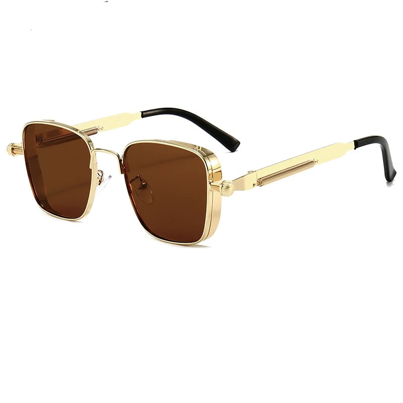 Square Steampunk Spring Leg Sunglasses For Men Women Fashion Classic Vintage Trend Metal Punk Sun Glasses Unisex Eyewear 2025