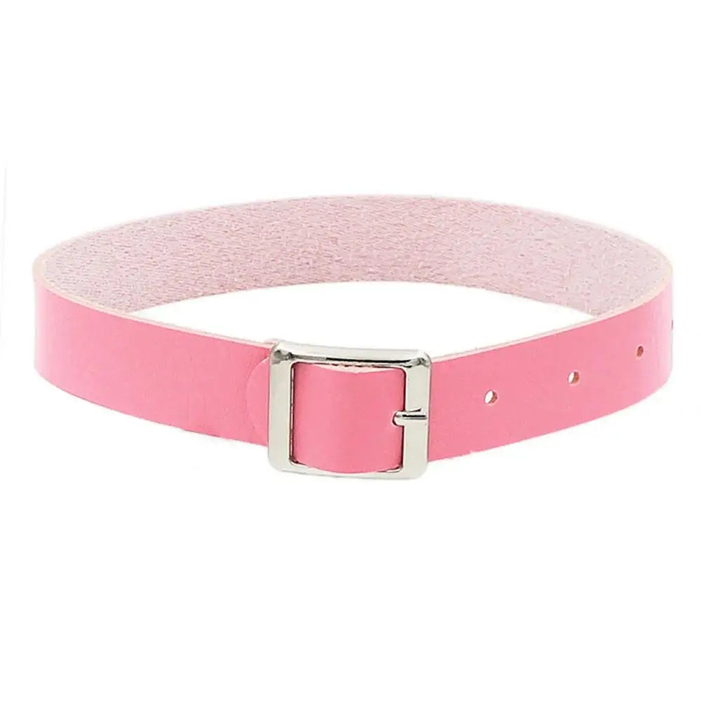 Pink Gothic Chain Necklace Leather Choker Party Punk Chokers Collar Goth Necklaces Women Black PU Kawaii Witch Rave Jewelry