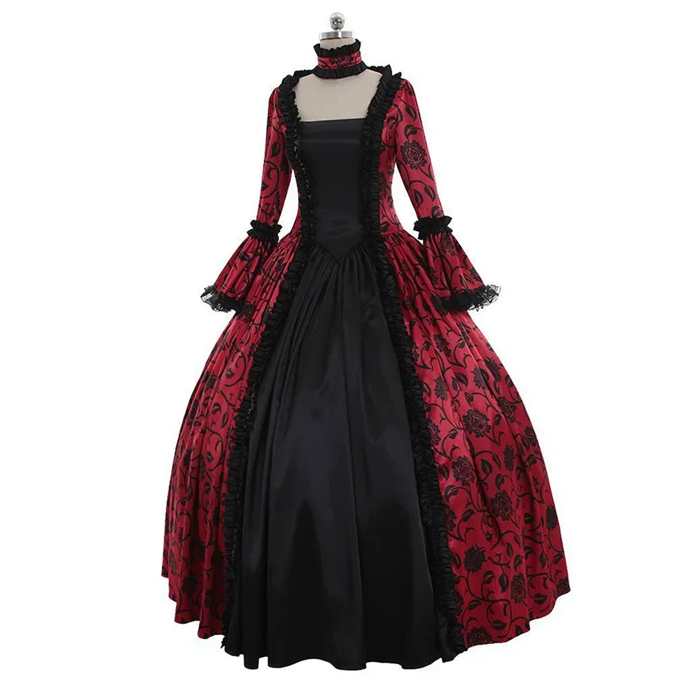 New ★ Women Cosplay Marie Antoinette Dress Medieval Flare Sleeve Victorian Party Formal Gown Renaissance Gothic Floral★ 2025 qi☆