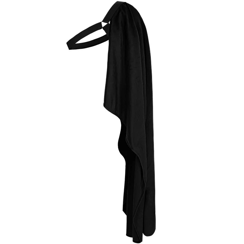 Steampunk Shawl Half Shoulder Cape with Belt Black Shawl Cape Medieval Halloween Costume Men and Women Can Perform Stage Perform