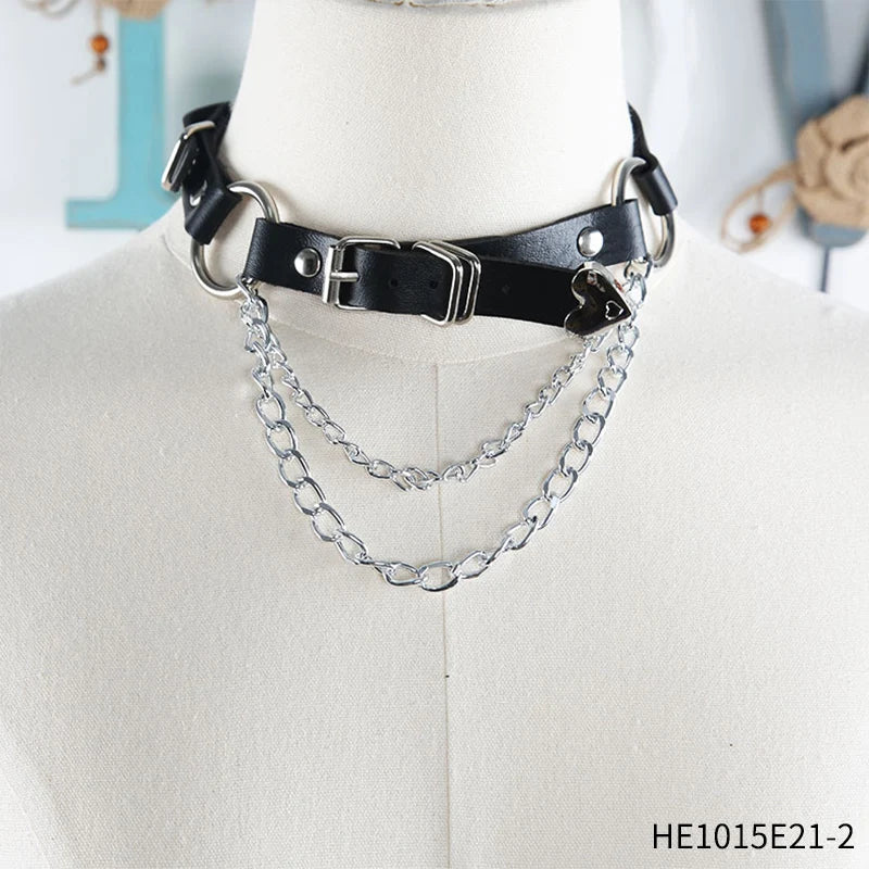 PESENAR New Rivets Chokers Punk Goth Handmade CCB Material Choker Necklace Spike Rivet Necklace Rock Gothic Chokers