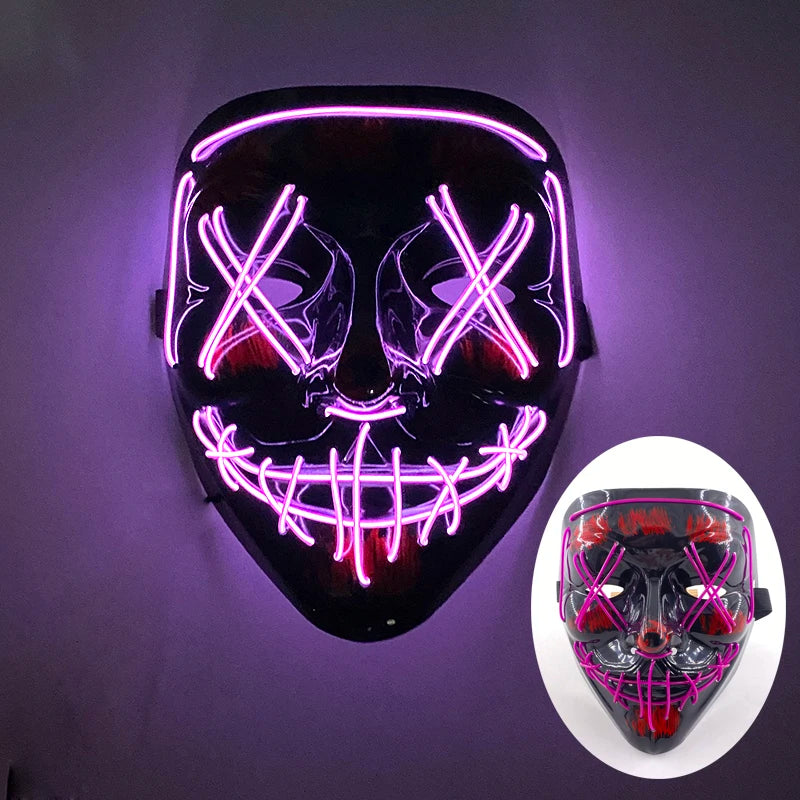 shuffle dance mask luminous purge Mask Demon Slayer glowing Masquerade Cosplay Mask for Halloween horror haunted house props