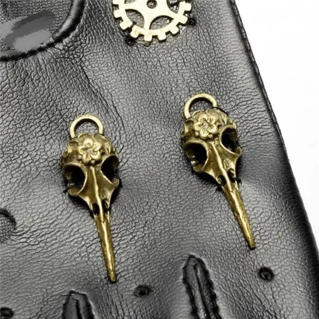 Steampunk PU Leather Fingerless Compass Gloves Men Women Fashion Hip Hop Punk Gloves Half Finger Gloves