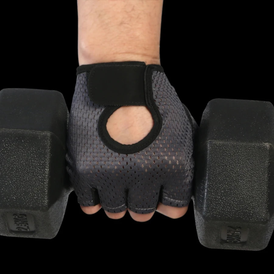 Half Finger Gloves Ice Silk Breathable Gym Fitness Women Men Anti-Slip Pad Cycling Fingerless Gloves Bicycle