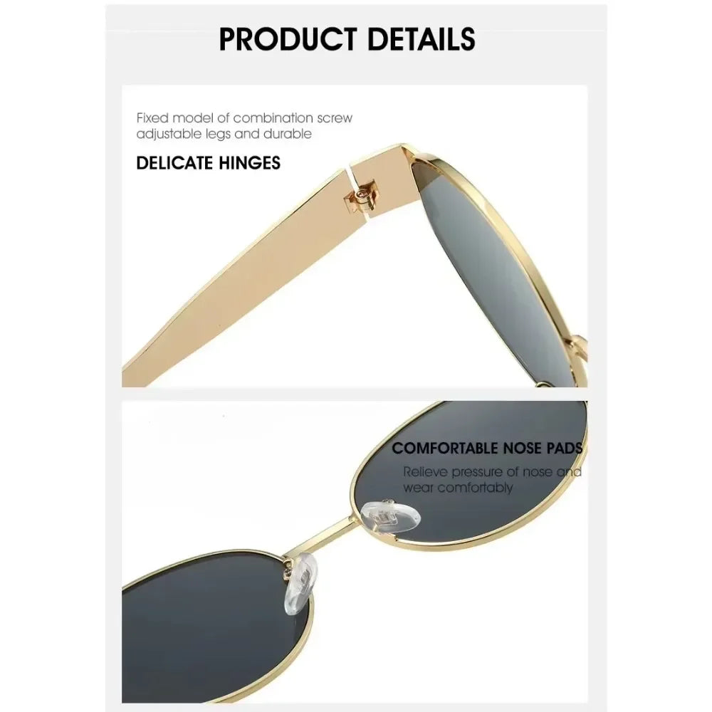 IGSTDRM Luxury Metal Brand Sunglasses for Men and Women Unisex Designer Fashion Sun Glasses Oval Unisex Stylish Eyewear Shades