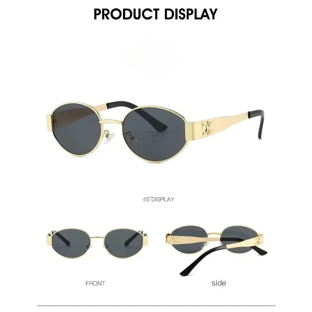 IGSTDRM Luxury Metal Brand Sunglasses for Men and Women Unisex Designer Fashion Sun Glasses Oval Unisex Stylish Eyewear Shades