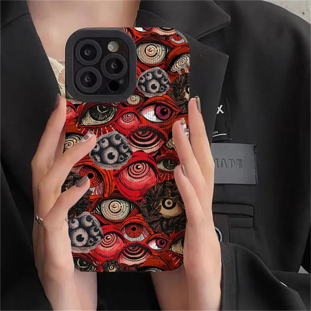 Fashion Spooky Scary Red Eye Silicone Case For Samsung Galaxy A34 A51 A52 A50 A32 A31 A21S A23 A53 A54 5G A71 A72 A73 A12 A13