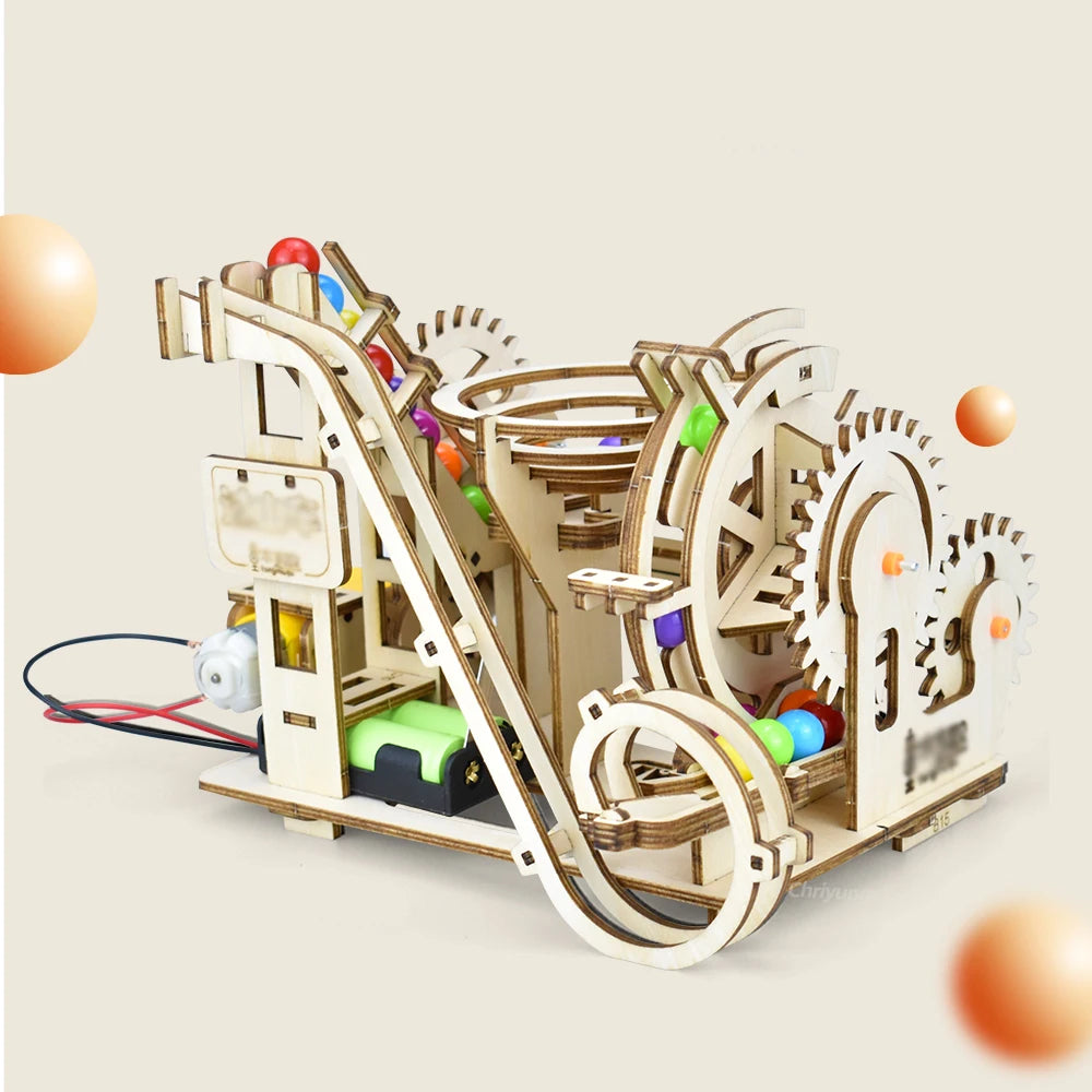 3D Wooden Puzzle Marble Run Set Electric Automatic Roller Coaster Model Building Kits STEAM Educational Toys Kids Adult Gifts