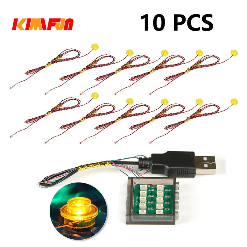 10PCS 0.8mm Pin RGB LED Building Blocks USB Lamp DIY Street Light City Electric Decorate 1X1 Brick Toy Compatible All Brands