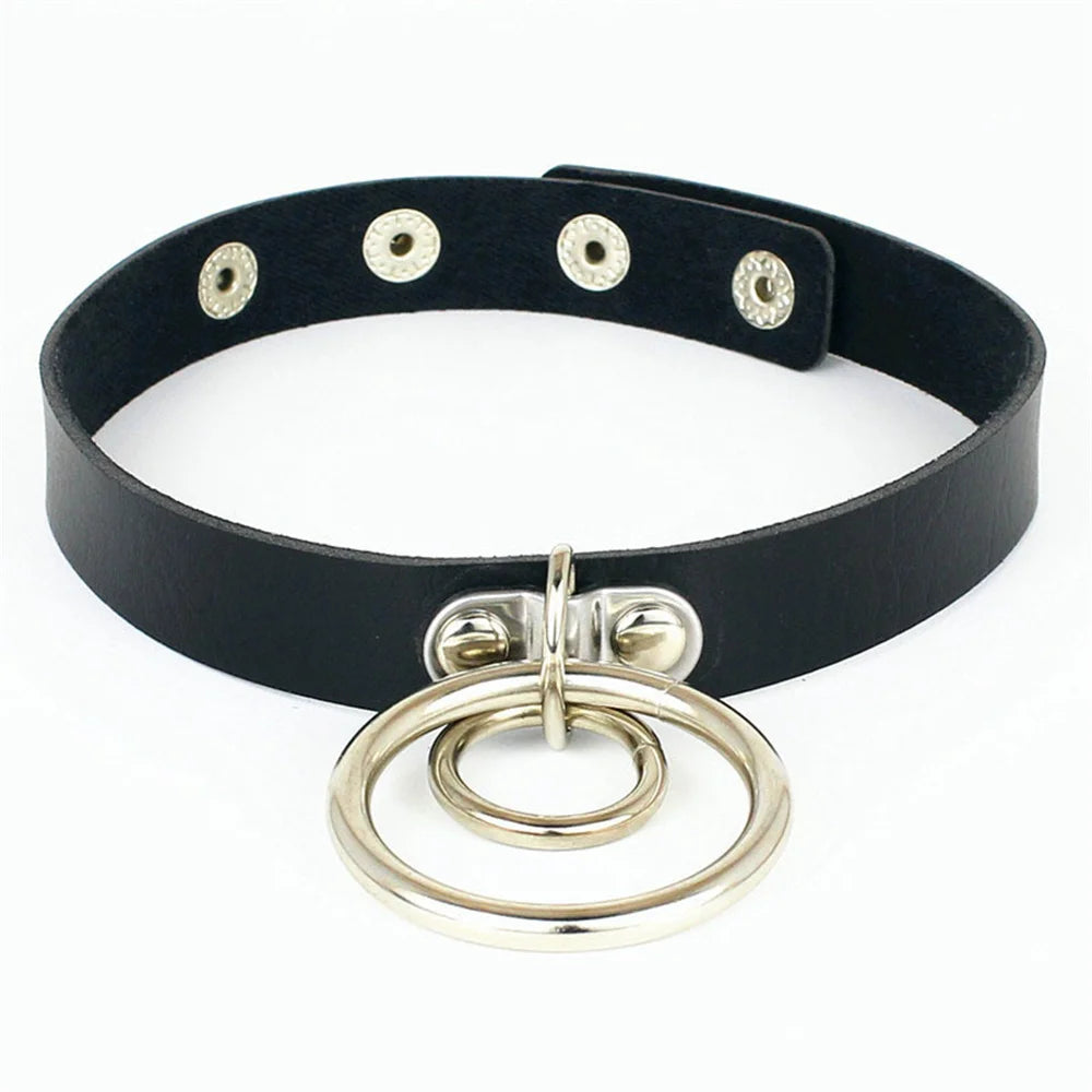 Harajuku Punk Rock Gothic Choker Necklace Women Sexy PU Leather Heart Lock Key Spike Collar Chocker Gothic Cosplay Accessories
