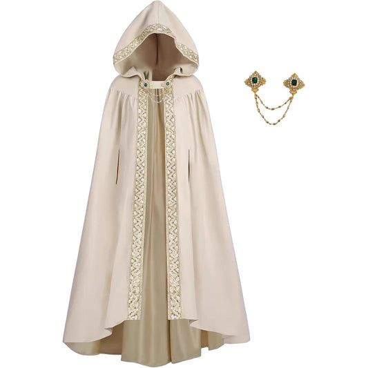 Medieval Clothes Cloak Cape Robe Steampunk Costume Gothic Hood Outfit Men Death Vampire Dark Knight Warrior Cosplay for Adult