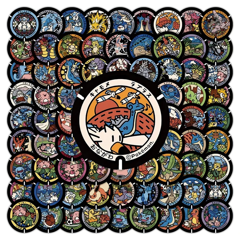 108pcs Kawaii Anime Pokemon Stickers Cute Pikachu Eevee Cartoon Decals Laptop Phone Scrapbook Classic Kids Sticker Toy
