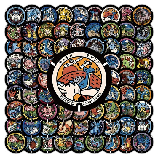 108pcs Kawaii Anime Pokemon Stickers Cute Pikachu Eevee Cartoon Decals Laptop Phone Scrapbook Classic Kids Sticker Toy