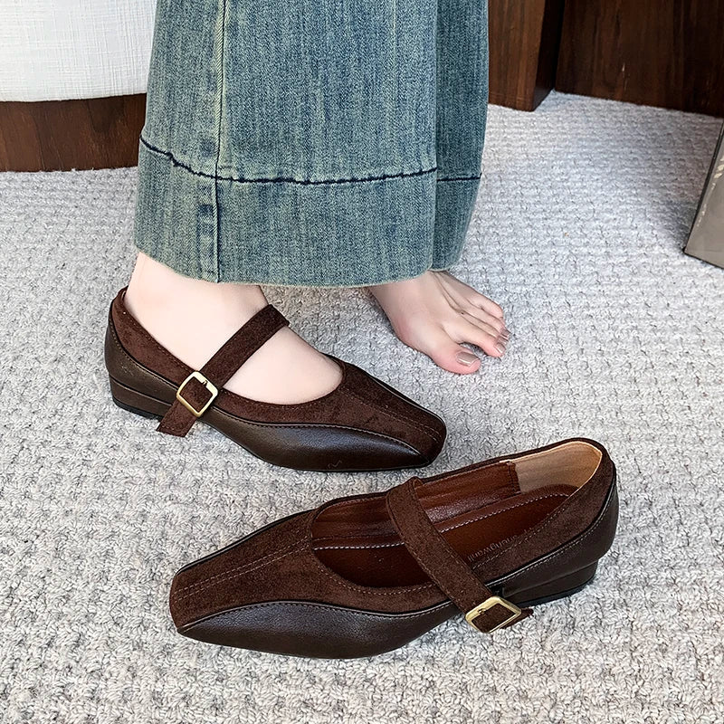 Autumn Low Heel Pumps Fashion Mary Janes Women Shoes Comfortable Shallow Square Toe High Heels Office Party Woman Shoe