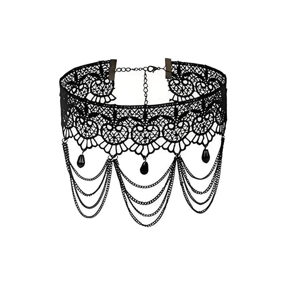 Lady Chokers Leaf Tassel Women Neck Jewelry Accessory Girl Lace Gothic Vintage Sexy Fashion Velvet Rose Beads Flower Necklace