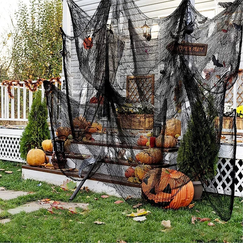 400cm Black Gauze Horror Haunted Houses Decor Black Creepy Cloth Party Home Doorway Wall Gauze Terror Scene Props Halloween