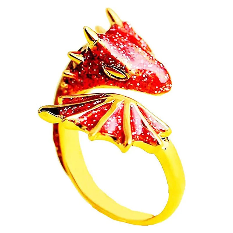 Jisensp Gothic Punk Dragon Ring Men Retro Viking Animal Adjustable Finger Rings for Women Personality Magical Cool Jewelry Gift