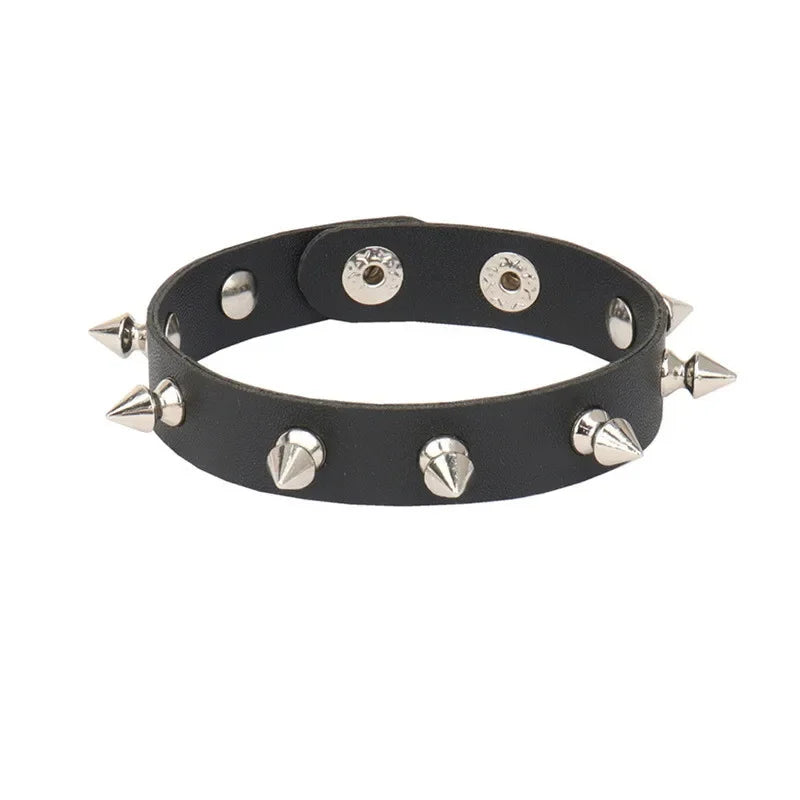 New PU Leather Studded Bracelet Punk Bracelet Adjustable Goth Cuff Bracelet Gothic Rivet Buckle Wristband for Men Women
