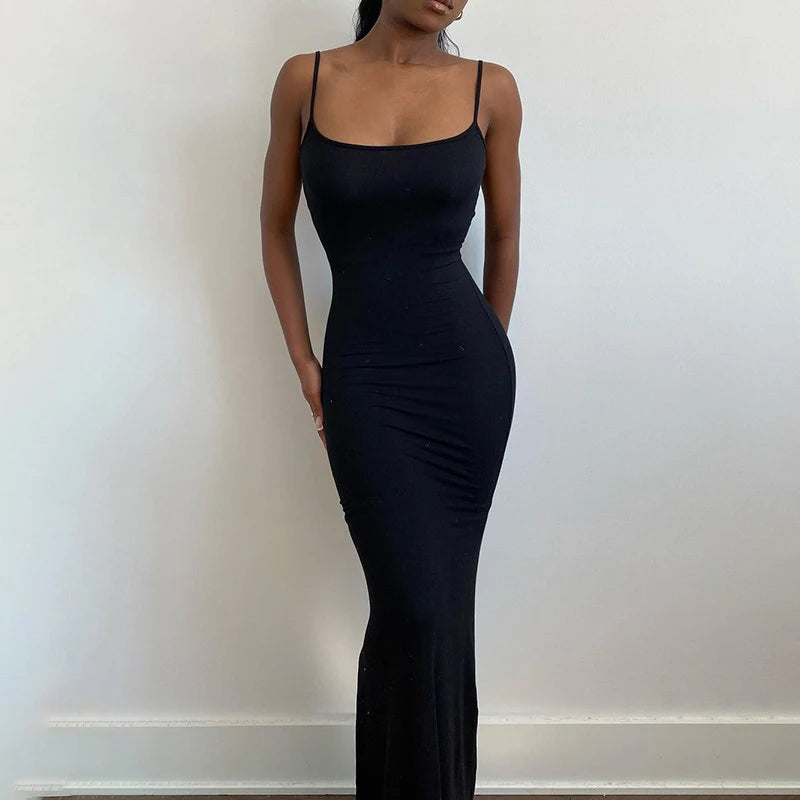 New High Elastic Tight Casual Skirt Sleeveless Sexy Long Suspender Butt Lift Fishtail Dress