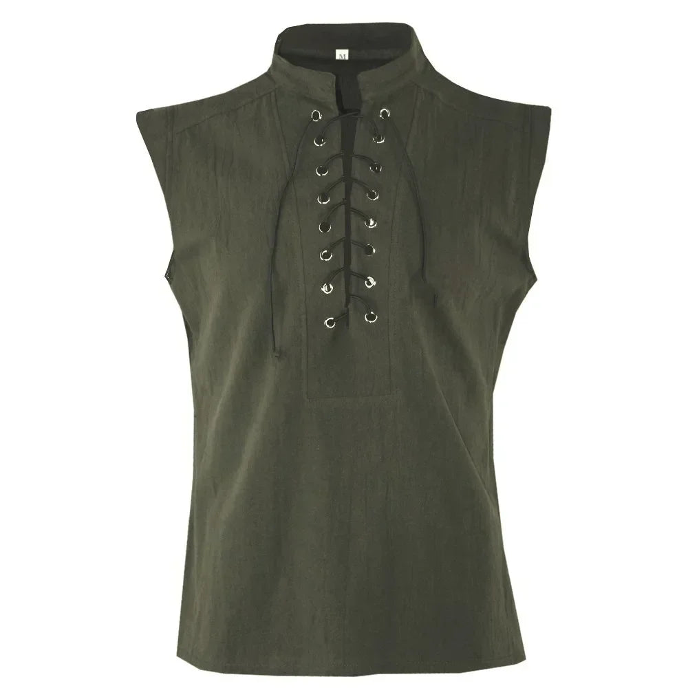Medieval Steampunk Vikings Adult Pirate Vest Plus Size Men Costume Carnval Renaissance Gothic Sleeveless Vest Cosplay