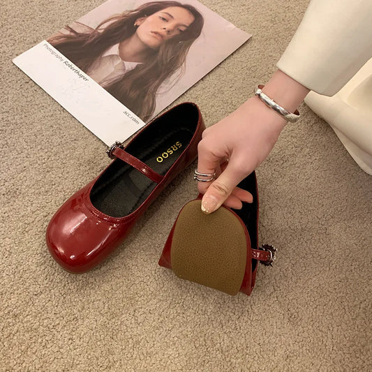French Style Women's Mary Jane Shoes Spring and Autumn New Fashion Elegant Shallow Mouth Low Heel Dress Shoes Zapatillas Mujer