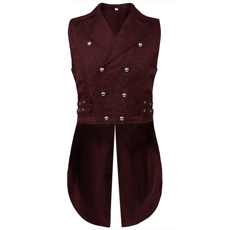 Men Medieval Steampunk Retro Gothic Tailcoat Vest Vintage Victorian Knight Gentleman Slim Bandage Waistcoat Tuxedo