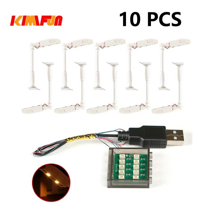 10PCS 0.8mm Pin RGB LED Building Blocks USB Lamp DIY Street Light City Electric Decorate 1X1 Brick Toy Compatible All Brands