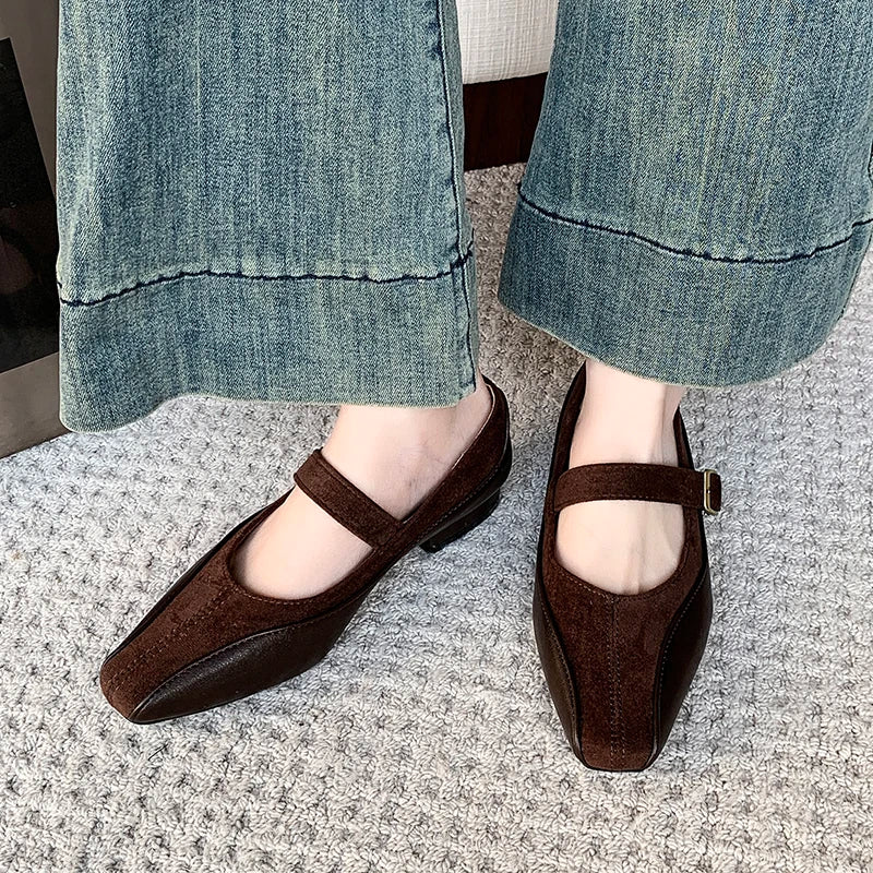 Autumn Low Heel Pumps Fashion Mary Janes Women Shoes Comfortable Shallow Square Toe High Heels Office Party Woman Shoe