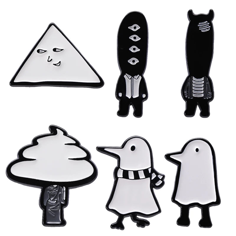 4-6Pcs/Set Punk Witch Ghost Skull Enamel Pin Cartoon Frog Black Bird Animal Medicine Bottle Brooch Clothes Lapel Badge Jewelry