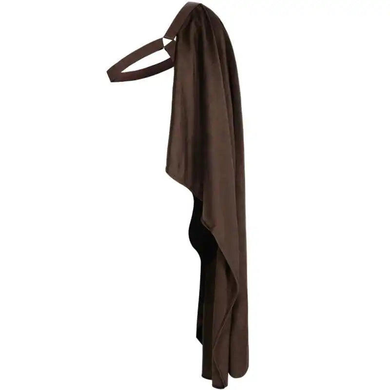 Steampunk Shawl Half Shoulder Cape with Belt Black Shawl Cape Medieval Halloween Costume Men and Women Can Perform Stage Perform