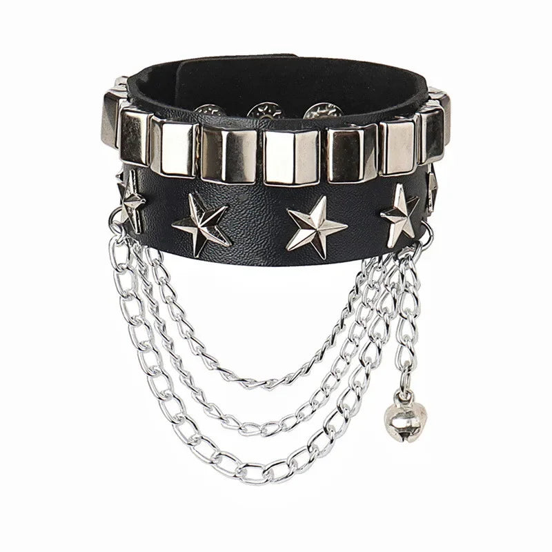 New PU Leather Studded Bracelet Punk Bracelet Adjustable Goth Cuff Bracelet Gothic Rivet Buckle Wristband for Men Women