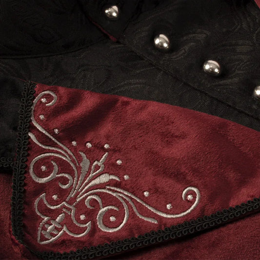 Men's Medieval Steampunk Castle Vampire Devil Red Coat Cosplay Costume Middle Ages Victorian Nobles Tuxedo Suit Trench coat