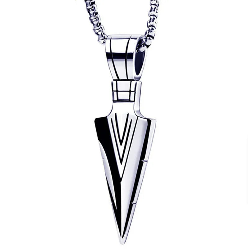 UILZ Personalized Domineering Triangle Spearhead Men's Couple Alloy Retro Hip-hop Arrow Necklace Pendant Jewelry