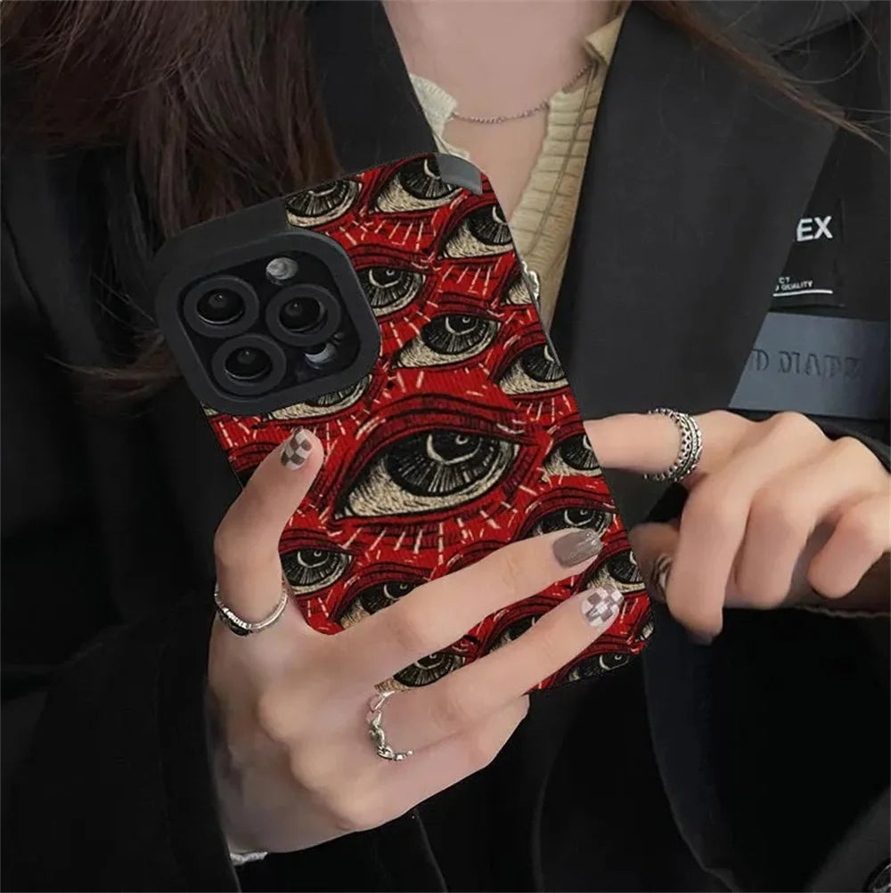Fashion Spooky Scary Red Eye Silicone Case For Samsung Galaxy A34 A51 A52 A50 A32 A31 A21S A23 A53 A54 5G A71 A72 A73 A12 A13