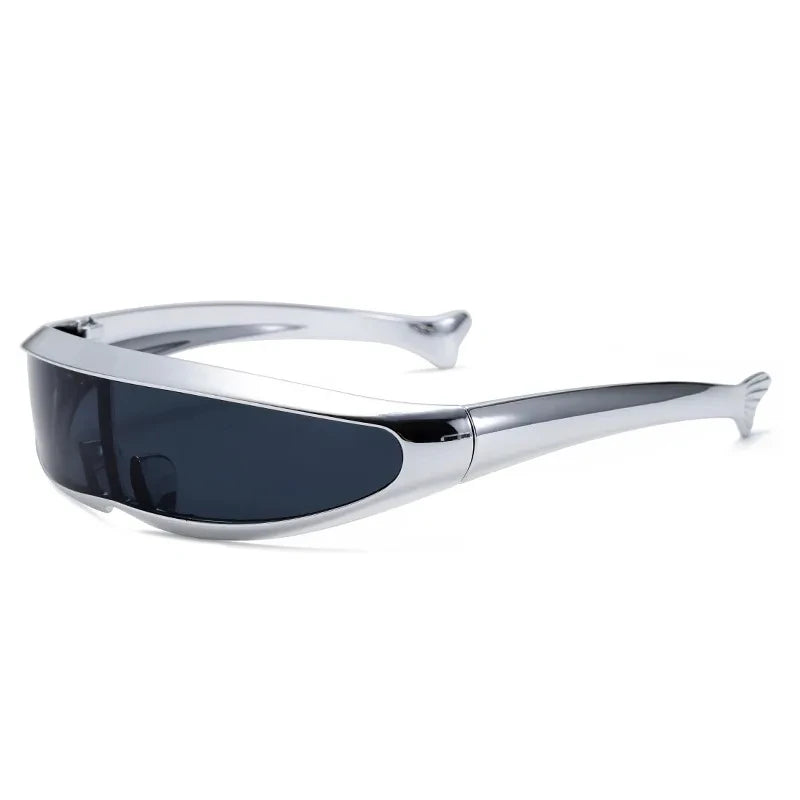 Futuristic One-piece Mirror Personalized Electroplated Sunglasses Women Men Y2K Steampunk Goggles Rave Party Glasses UV400
