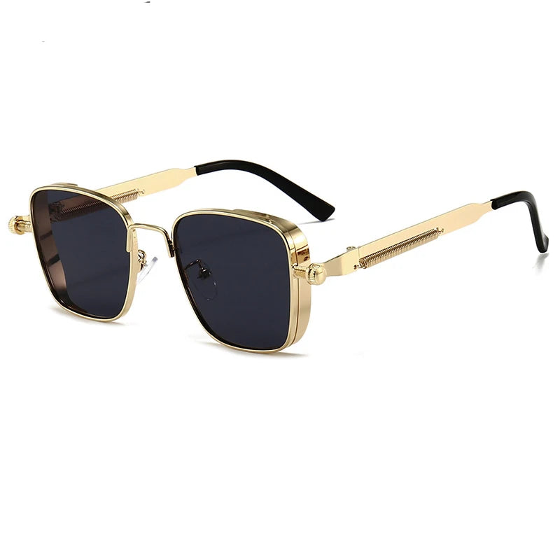 Square Steampunk Spring Leg Sunglasses For Men Women Fashion Classic Vintage Trend Metal Punk Sun Glasses Unisex Eyewear 2025