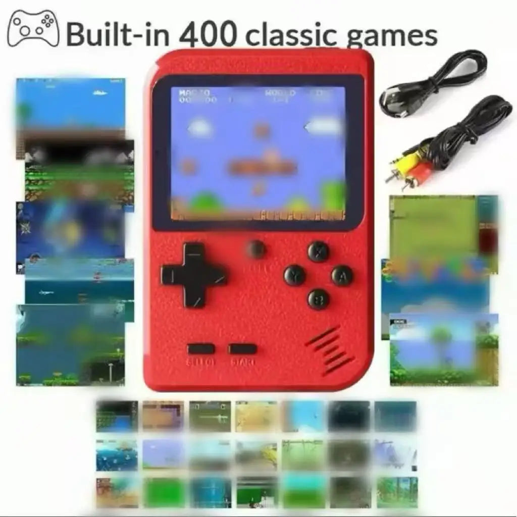 A Red Retro Classic Games Handheld Small Game Console With 400 Game Charging Can Be Connected To The TV