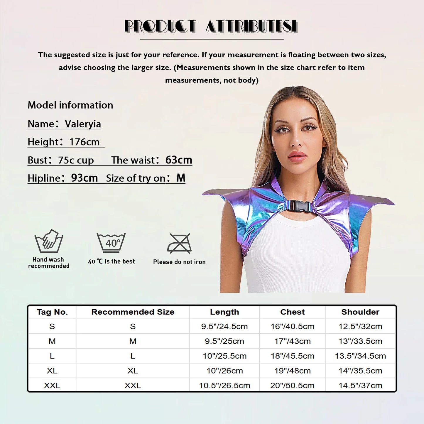Women Shiny Metallic Gothic Armor Shrug Steampunk Gothic Shoulder Epaulet Alien Robot Astronaut Shrug Crop Top Halloween Costum