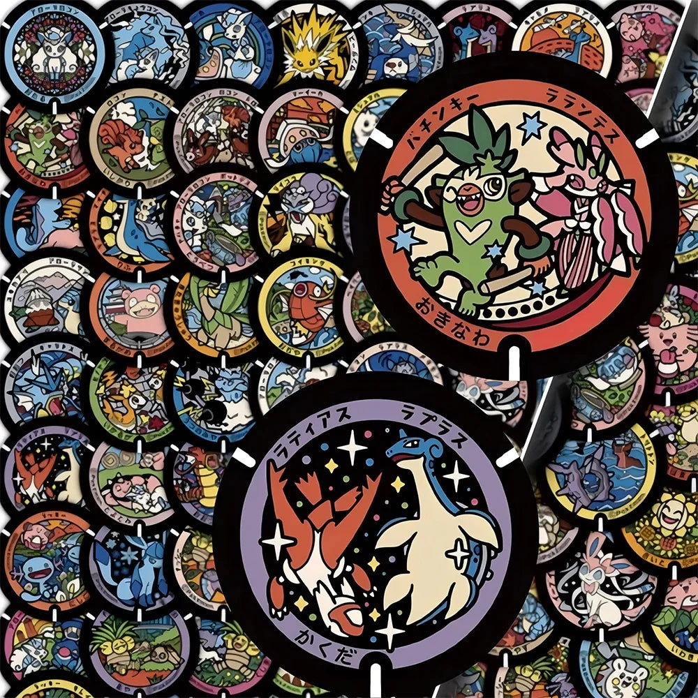 108pcs Kawaii Anime Pokemon Stickers Cute Pikachu Eevee Cartoon Decals Laptop Phone Scrapbook Classic Kids Sticker Toy