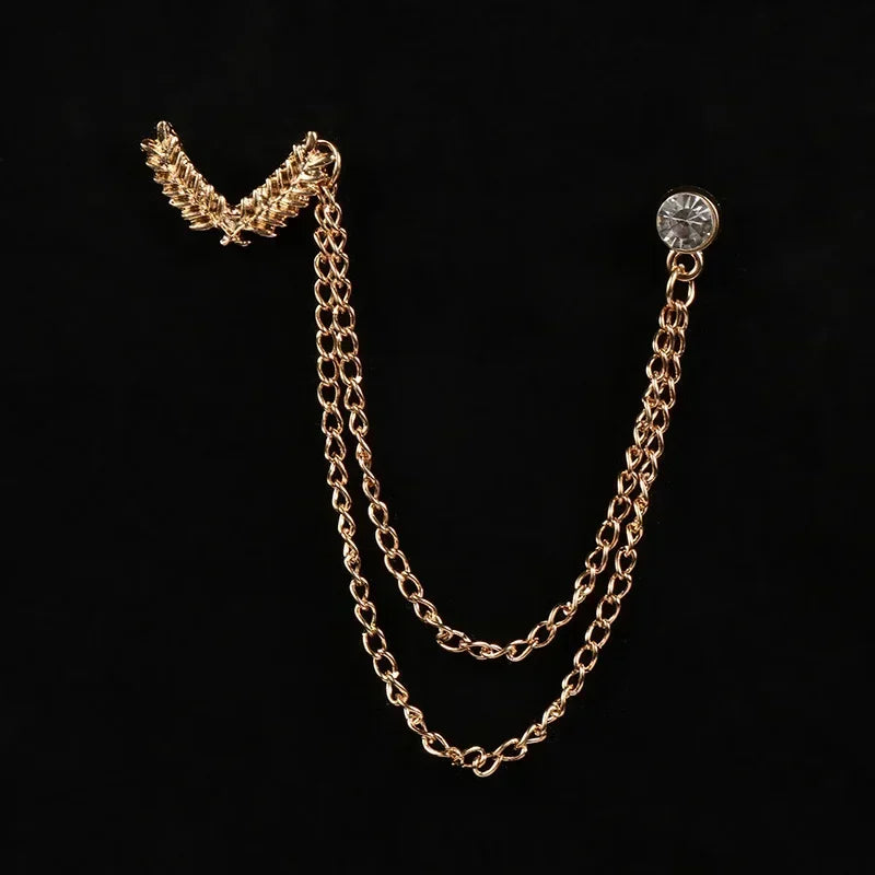 New Fashion Bird Brooch Star Crystal Tassel Chain Lapel Pin Suit Shirt Fashion Clothing Brooches for Women Men Accessories