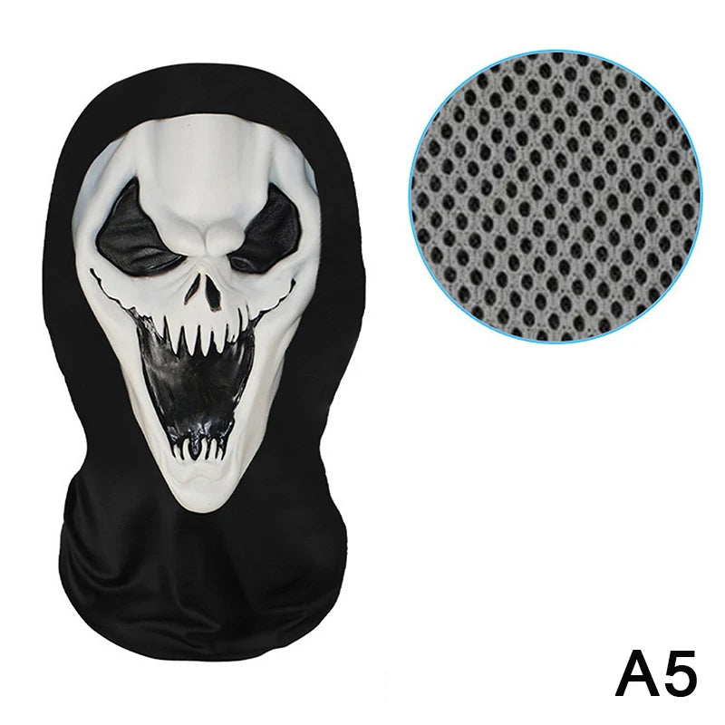 Eerie Ghost White Mask, Halloween Skull Face Costume Accessories, Party Props for Horror Cosplay Masquerade for Adults