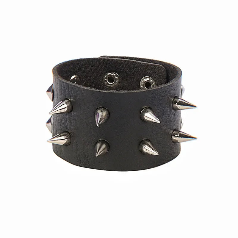 New PU Leather Studded Bracelet Punk Bracelet Adjustable Goth Cuff Bracelet Gothic Rivet Buckle Wristband for Men Women
