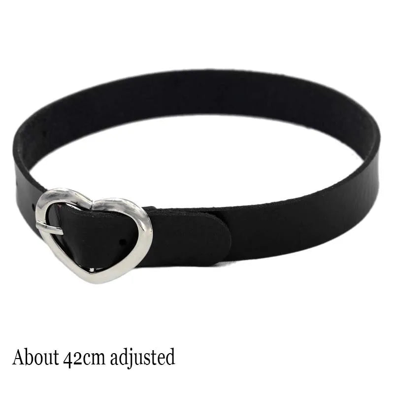 Woman Black Punk Choker Collar Necklace Sexy PU Leather Heart Lock Key Spike Chocker Gothic Cosplay Accessories Party Jewelry