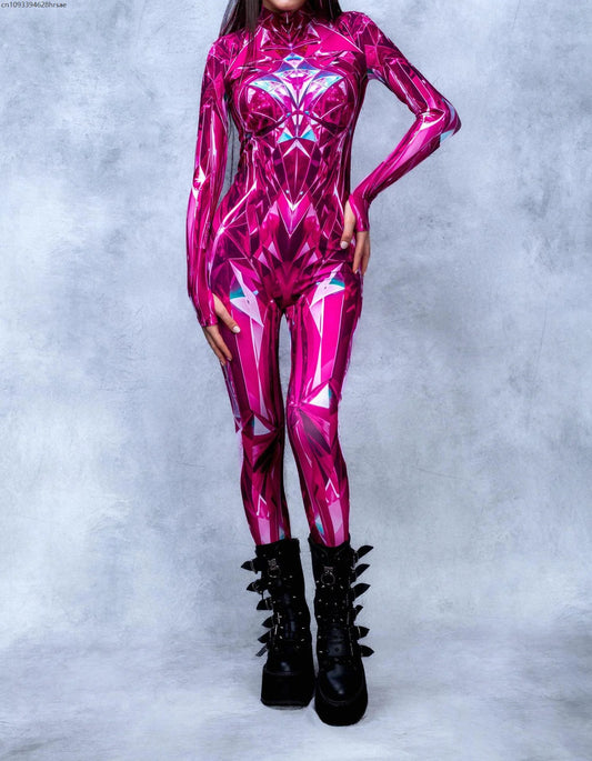 Women's Jumpsuit CyberPunk 3D Tights Holiday Party Steampunk Bodysuit Nightclub Stage Role Playing Costume 2025 Romper Halloween