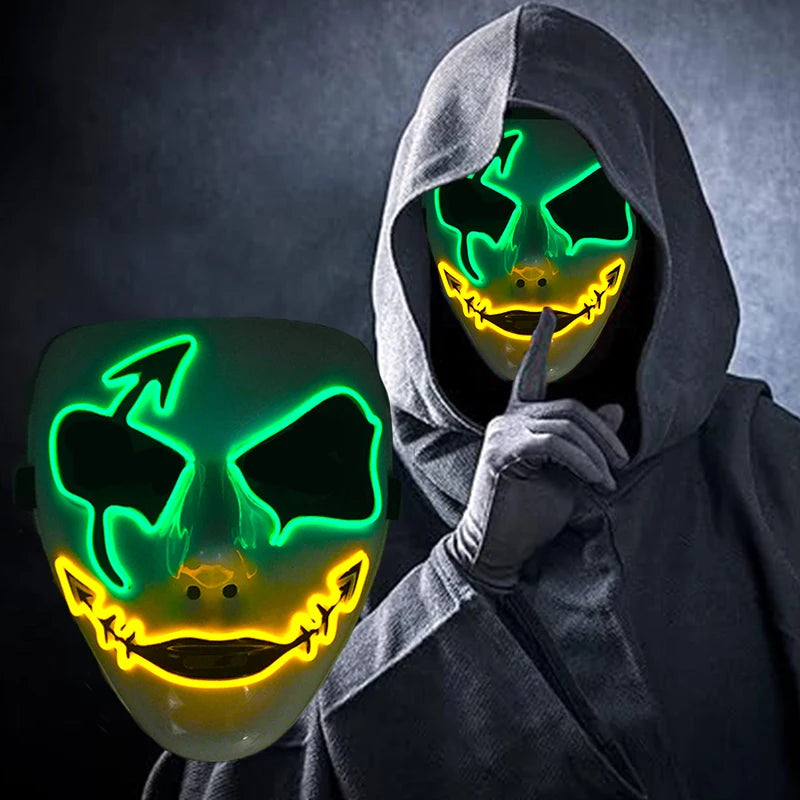 shuffle dance mask luminous purge Mask Demon Slayer glowing Masquerade Cosplay Mask for Halloween horror haunted house props