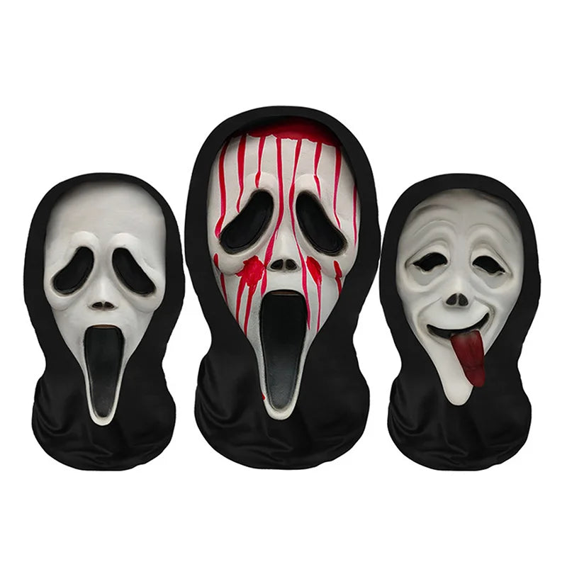 Eerie Ghost White Mask, Halloween Skull Face Costume Accessories, Party Props for Horror Cosplay Masquerade for Adults