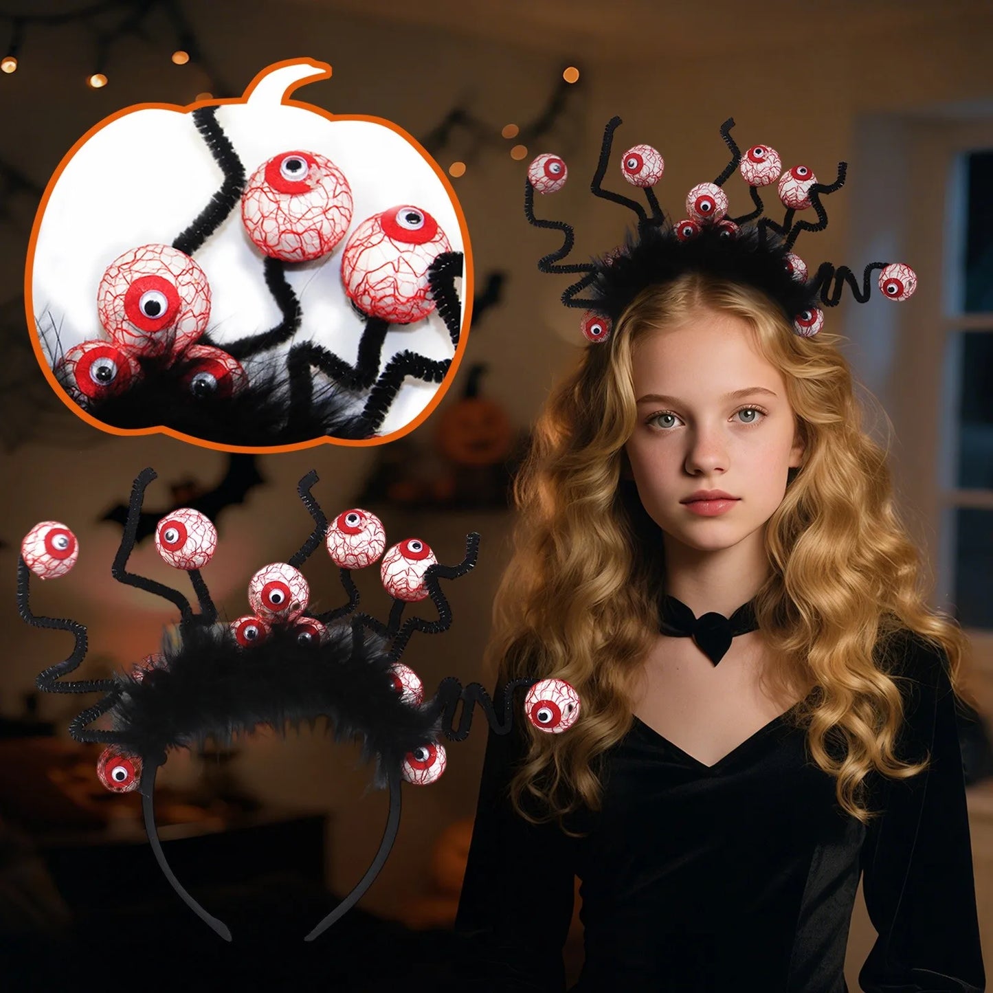 Eyeball Headband Creepy Party Hair Accessory Gothic Festival Costume Prop Spooky Hair Clip Horror Cosplay Decoration