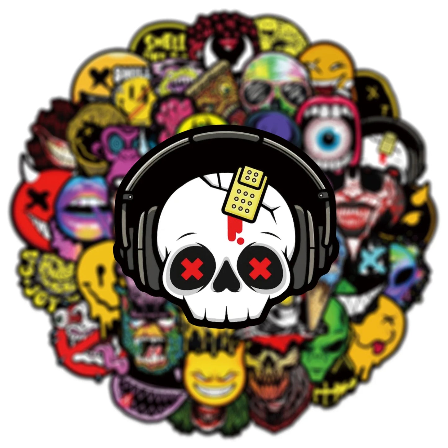 50PCS Horror Ghost Face Graffiti Stickers DIY Scooter Trolley Box Car Motorcycle Helmet Waterproof Sticker Toy Halloween