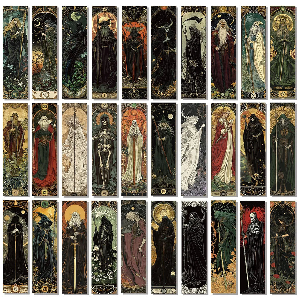 30/60PCS Creative Gothic style Dark Wizard Bookmarks High Beauty Cards Creative Reading Books Tags Annotated DIY Bookmarks