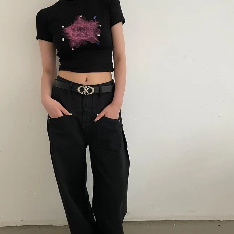 Women Belt Punk Star Buckle Belt Design Cross Metal Vintage Gothic Men Women Y2K Belt Pu Leather Waistband Pants Jeans Lady Belt
